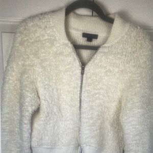 J.Crew Cream Zip Up Cropped Teddy Jacket - Size S